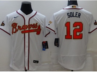 Nike Atlanta Braves #12 Jorge Soler Gold Program Champion Flexbase Jersey White