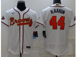 Nike Atlanta Braves #44 Hank Aaron Gold Program Champion Flexbase Jersey White