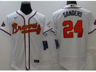 Nike Atlanta Braves #24 Deion Sanders Gold Program Champion Flexbase Jersey White