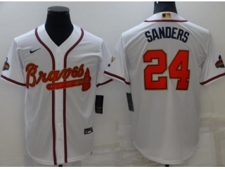 Nike Atlanta Braves #24 Deion Sanders Gold Program Champion Cool Base Jersey White