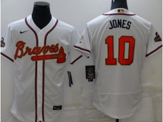 Atlanta Braves #10 Chipper Jones Gold Program Champion Flexbase Jersey White