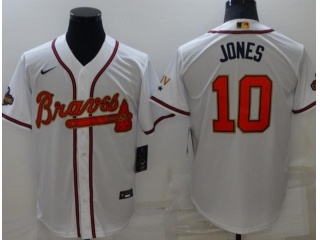 Atlanta Braves #10 Chipper Jones Gold Program Champion Cool Base Jersey White