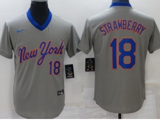 Nike New York Mets #18 Darryl Strawberry Throwback Jersey Grey