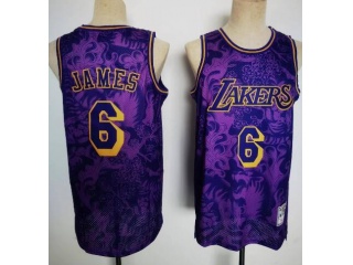 Los Angeles Lakers #6 Lebron James Tiger Year Jersey Purple