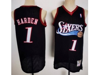 Philadelphia 76ers #1 James Harden Throwback Jersey Black