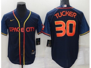 Nike Houston Astros #30 Kyle Tucker Space City Cool Base Jersey Blue