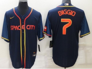 Nike Houston Astros #7 Craig Biggio Space City Cool Base Jersey Blue
