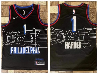 Nike Philadelphia 76ers #1 James Harden 2020-2021 City Jerseys Black