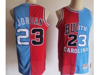 North Carolina & Chicago Bulls #23 Michael Jordan Split Jeresey Blue White