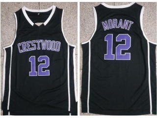 Crestwood #12 Ja Morant High Shcool Basketball Jersey Black