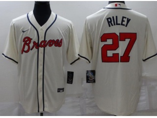Nike Atlanta Braves #27 Austin Riley Cool Base Jersey Cream