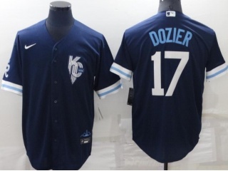 Nike Kansas City Royals #17 Dozier Hunter City Cool Base Jersey Blue 