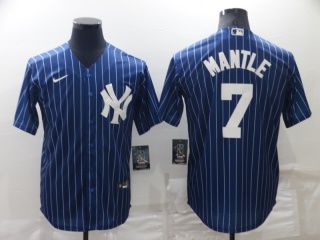 Nike New York Yankees #7 Mickey Mantle Cool Base Jersey Blue Pinstripes