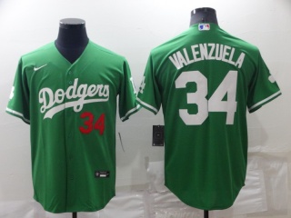 Los Angeles Dodgers #34 Fernando Valenzuela Green Jersey Green