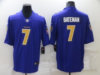 Baltimore Ravens #7 Rashod Bateman Color Rush Limited Jersey Purple