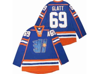 Goon Doug Glatt Halifax #69 Movie Highlanders Mens Hockey Jersey Blue