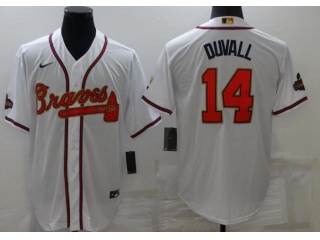 Nike Atlanta Braves #14 Adam Duvall Program Champion Cool Base Jersey White Gold