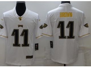 Philadelphia Eagles #11 Aj Brown Limited Jersey White Golden