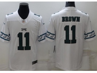 Philadelphia Eagles #11 Aj Brown With Team Logos Limited Jersey White