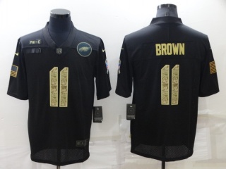 Philadelphia Eagles #11 Aj Brown Salute to Service Limited Jersey Black with Camo Number
