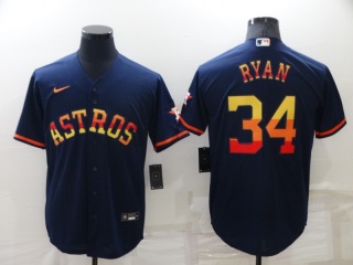 Nike Houston Astros #34 Nolan Ryan Cool Base Jersey Blue Rainbow