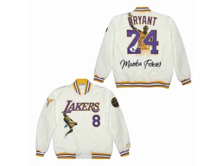 Los Angeles Lakers 24 Kobe Bryant Jacket White