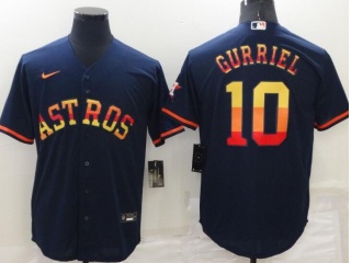 Nike Houston Astros #10 Yuli Gurriel Rainbow Cool Base Jersey Blue