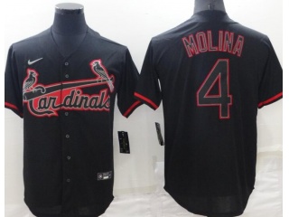 Nike St. Louis Cardinals #4 Yadier Molina Lights Out Jersey Black