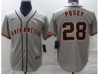 Nike San Francisco Giants #28 Buster Posey Cool Base Jersey Grey