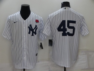 Nike New York Yankee #45 2022 Memorial Day Cool Base Jersey White Pinstripes