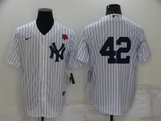 Nike New York Yankee #42 2022 Memorial Day Cool Base Jersey White Pinstripes