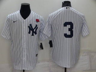 Nike New York Yankee #3 2022 Memorial Day Cool Base Jersey White Pinstripes