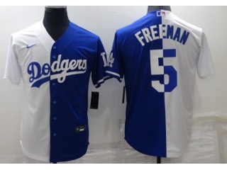 Nike Los Angeles Dodgers #5 Freddie Freeman Split Cool Base Jersey White And Blue