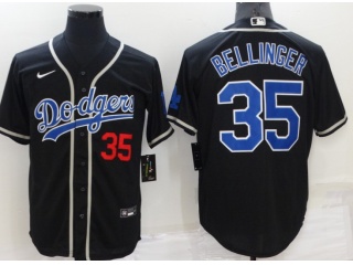 Nike Los Angeles Dodgers #35 Cody Bellinger Throwback Cool Base Jersey Black