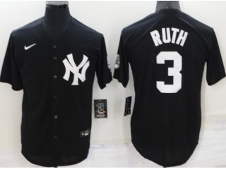 Nike New York Yankees #3 Babe Ruth Throwback Jersey Black