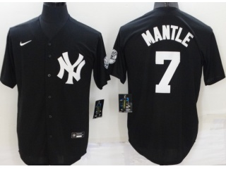 Nike New York Yankees #7 Mickey Mantle Throwback Jersey Black