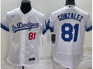Nike Los Angeles Dodgers #81 Victor Gonzalez City Flexbase Jersey White