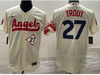 Nike Los Angeles Angels #27 Mike Trout City Flexbase Jersey Cream
