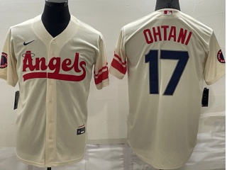Nike Los Angeles Angels #17 Shohei Ohtani City Cool Base Jersey Cream