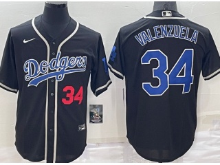 Nike Los Angeles Dodgers #34 Fernando Valenzuela Throwabck Cool Base Jersey Black