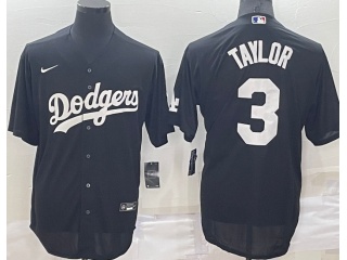 Nike Los Angeles Dodgers #3 Chris Taylor Cool Base Jersey Black