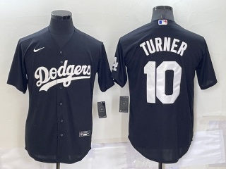 Nike Los Angeles Dodgers #10 Justin Turner Cool Base Jersey Black