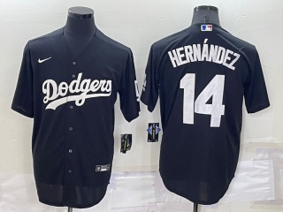 Nike Los Angeles Dodgers #14 Enrique Hernandez Cool Base Jersey Black