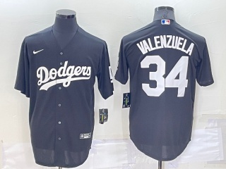 Nike Los Angeles Dodgers #34 Fernando Valenzuela Cool Base Jersey Black