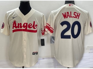 Nike Los Angeles Angels #20 Jared Walsh City Cool Base Jersey Cream