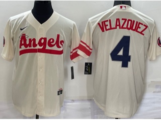 Nike Los Angeles Angels #4 Andrew Velazquez City Cool Base Jersey Cream