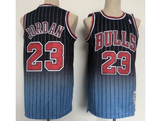 Chicago Bulls #23 Michael Jordan Throwback Jersey Black WIth Blue Stripes