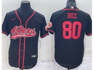 San Francisco 49ers #80 Jerry Rice Baseball Jersey Black