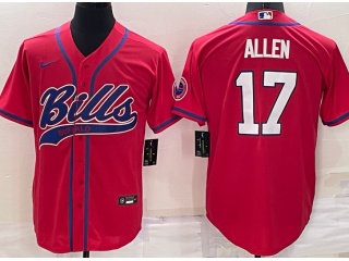 Buffalo Bills #17 Josh Allen Baseball Jersey Red