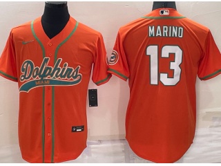 Miami Dolphins #13 Dan Marino Baseball Jersey Orange